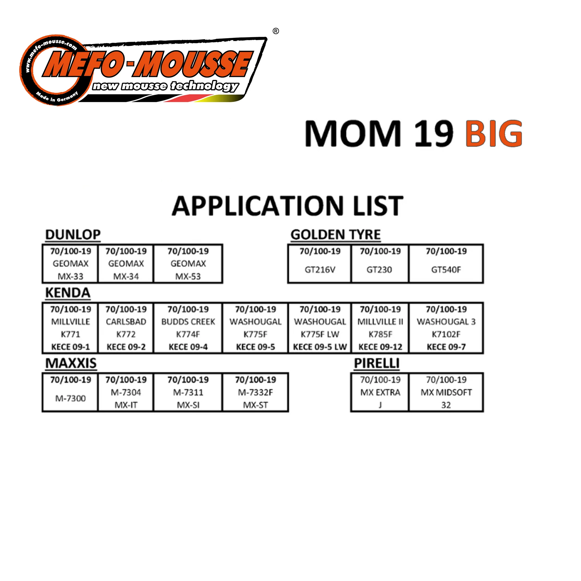 mefo mousse offroad-mousse 19 zoll 70/100-19 3 mefo_mousse_mom_19_big_application-list